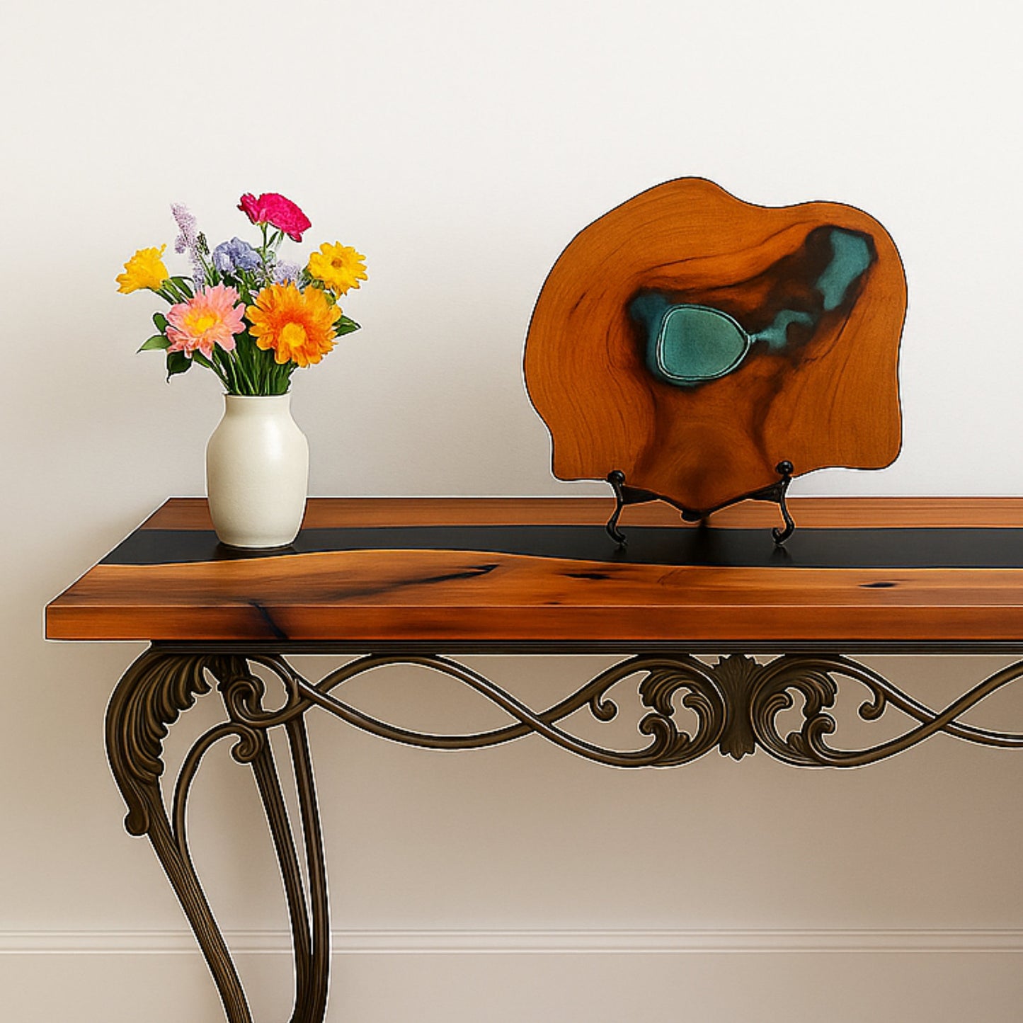LIVE EDGE WOOD BISCUIT DÉCOR - TURQUOISE EPOXY