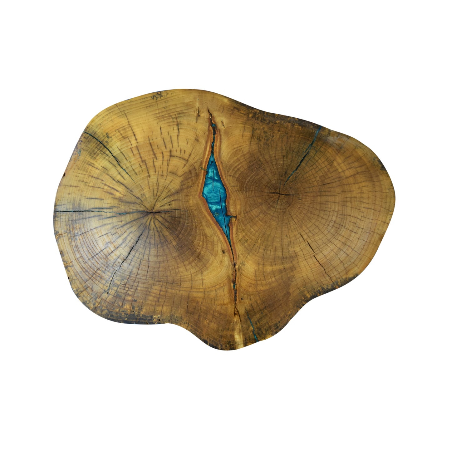 LIVE EDGE OAK ACCENT TABLE - TURQUOISE EPOXY
