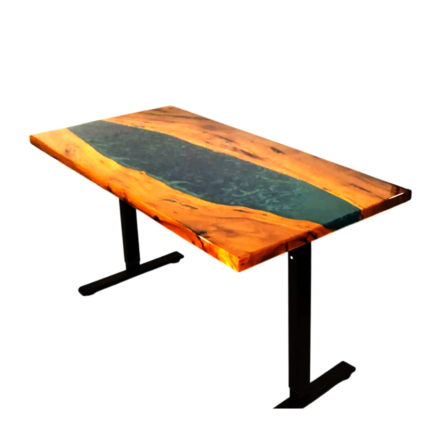 ELM LIVE EDGE DESK - BLUE EPOXY RIVER