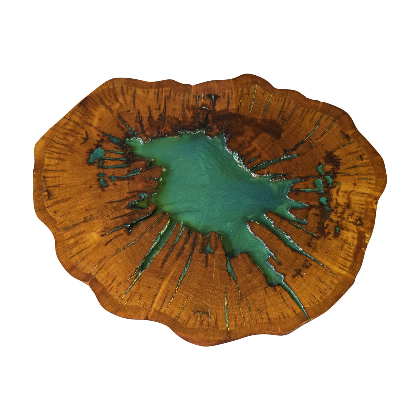LIVE EDGE PECAN COFFEE WITH BLUE EPOXY LAKE