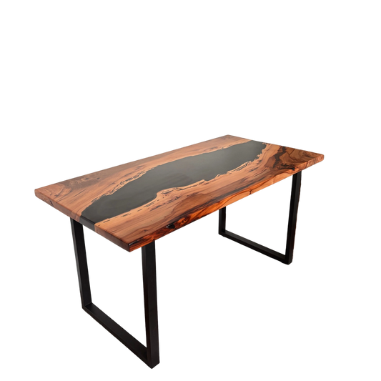 ELM LIVE EDGE DESK - BLACK EPOXY RIVER