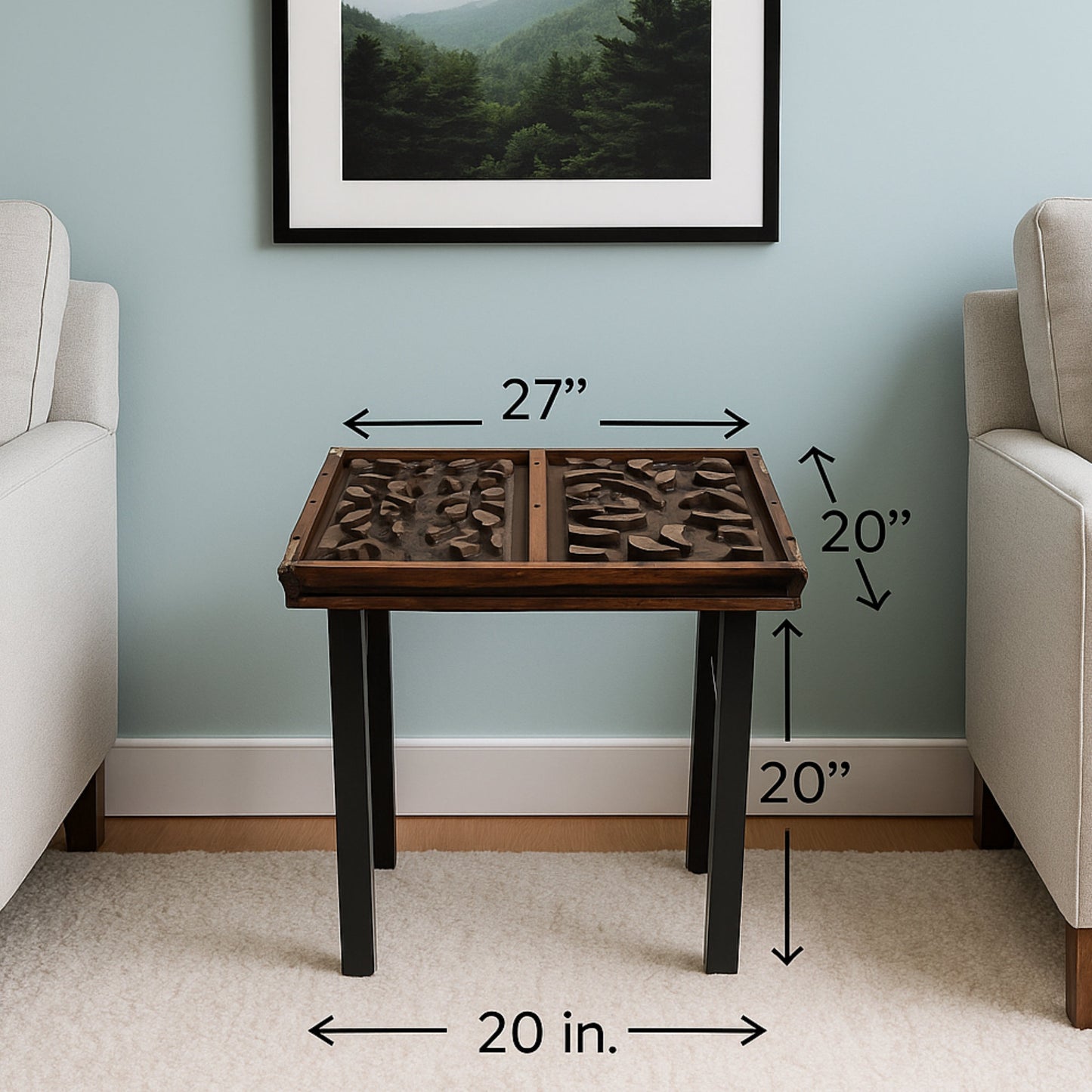 ACCENT TABLE FROM VINTAGE WOODEN TILE MOLD