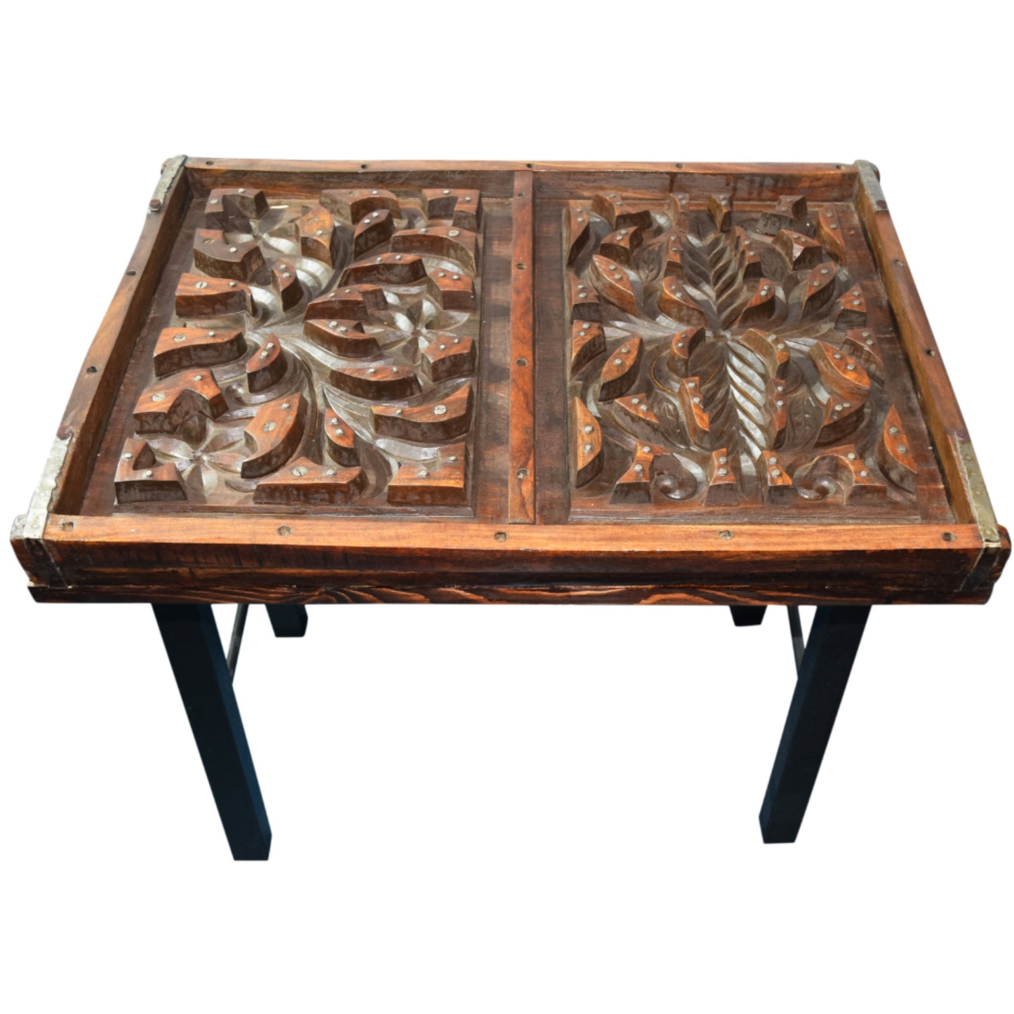 ACCENT TABLE FROM VINTAGE WOODEN TILE MOLD