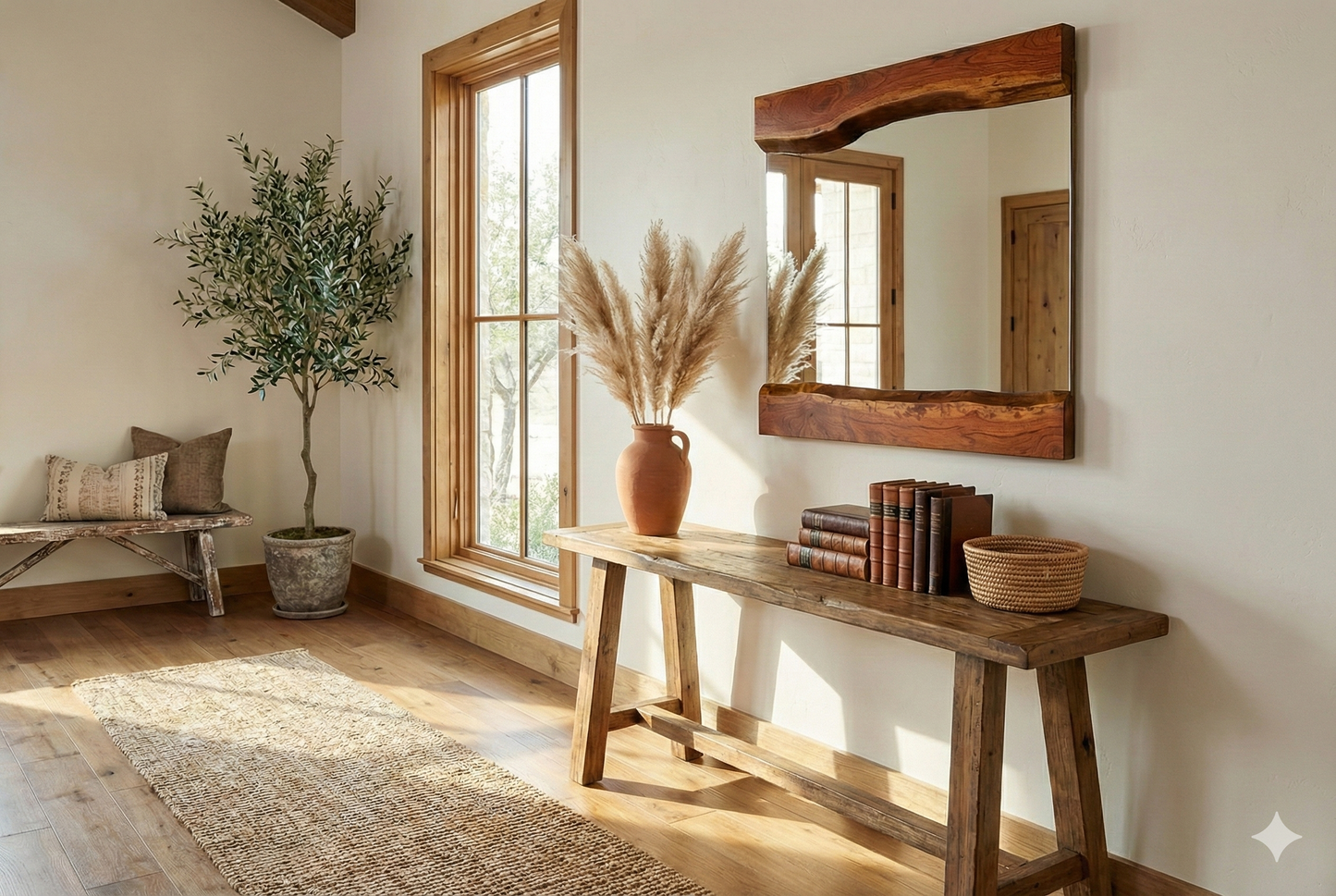HANDCRAFTED LIVE EDGE MESQUITE FRAME AND MIRROR