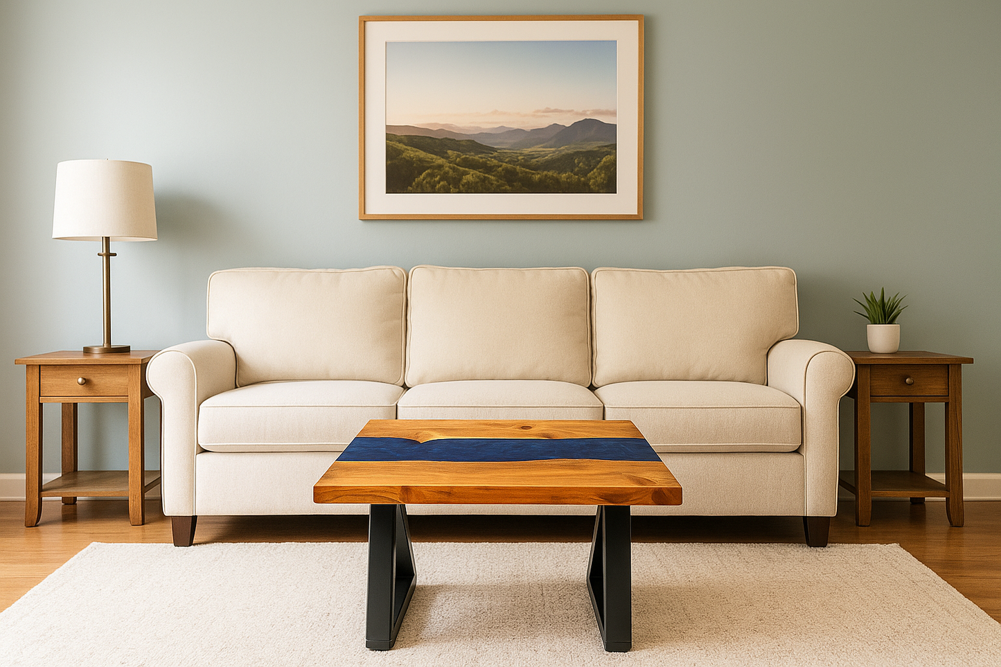 BLUE EPOXY RIVER COFFEE TABLE
