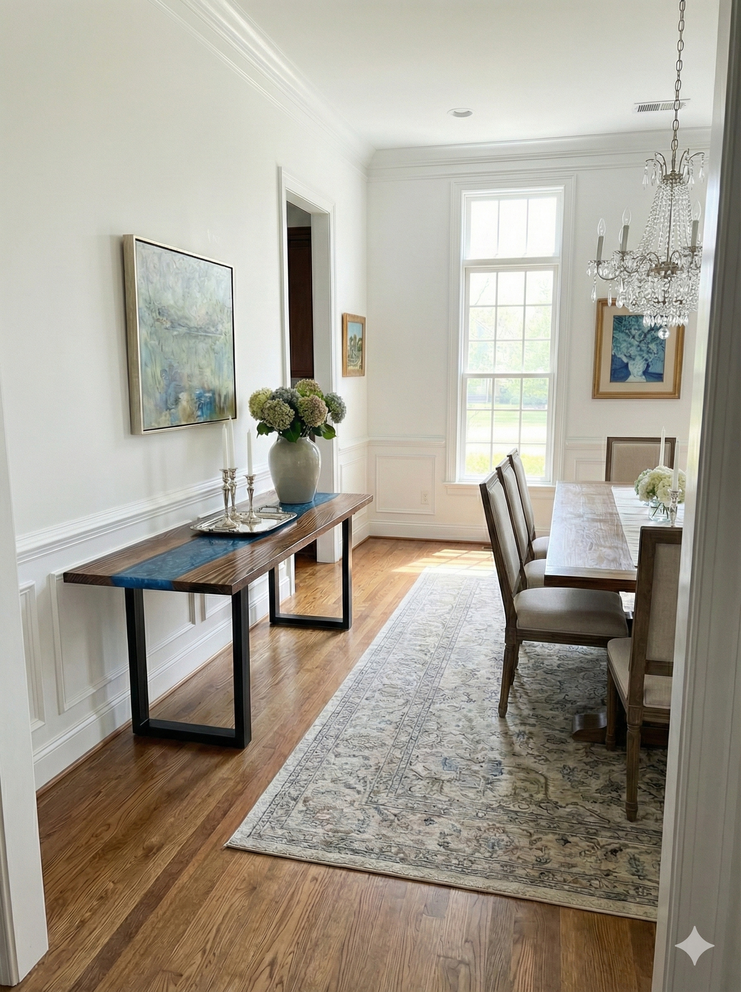 LIVE EDGE PINE ACCENT TABLE WITH BLUE EPOXY RIVER