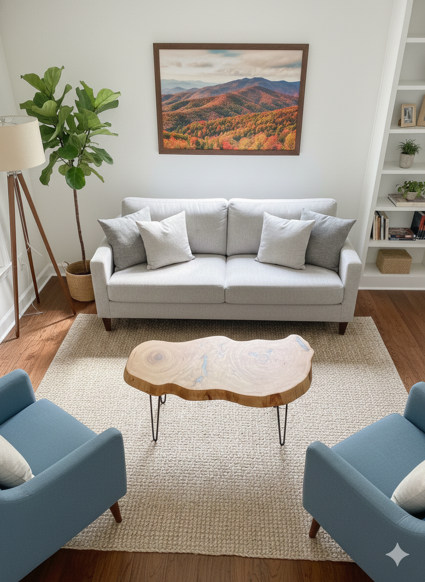 LARGE LIVE EDGE PECAN ACCENT TABLE