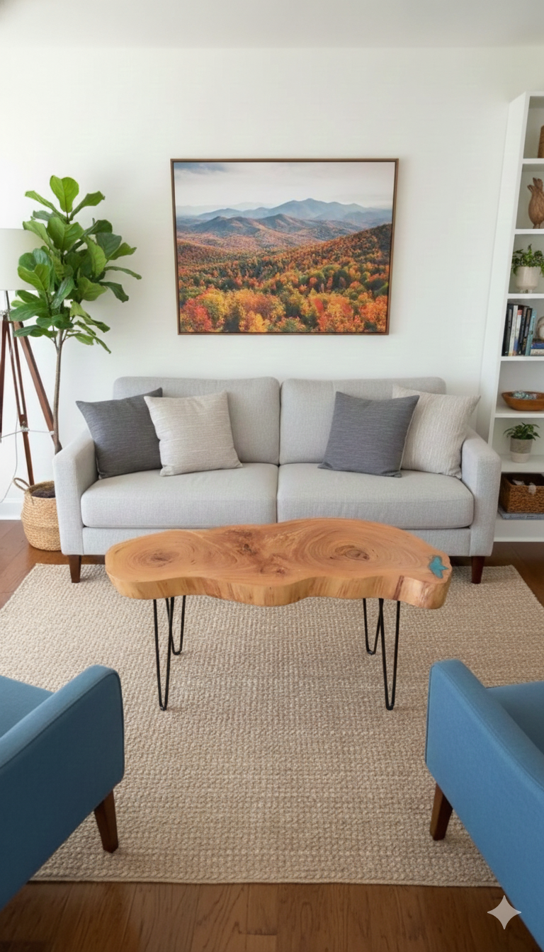 LARGE LIVE EDGE PECAN ACCENT TABLE