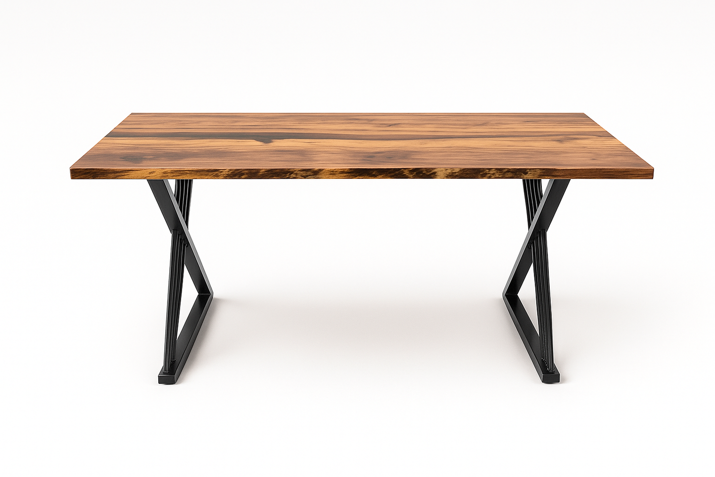 HICKORY-RED GUM OFFICE DESK WITH RUSSET EPOXY ENHANCEMENTS