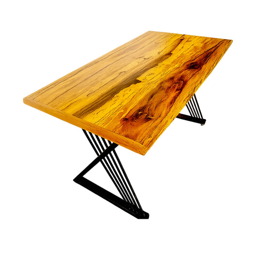 HICKORY-RED GUM OFFICE DESK WITH RUSSET EPOXY ENHANCEMENTS