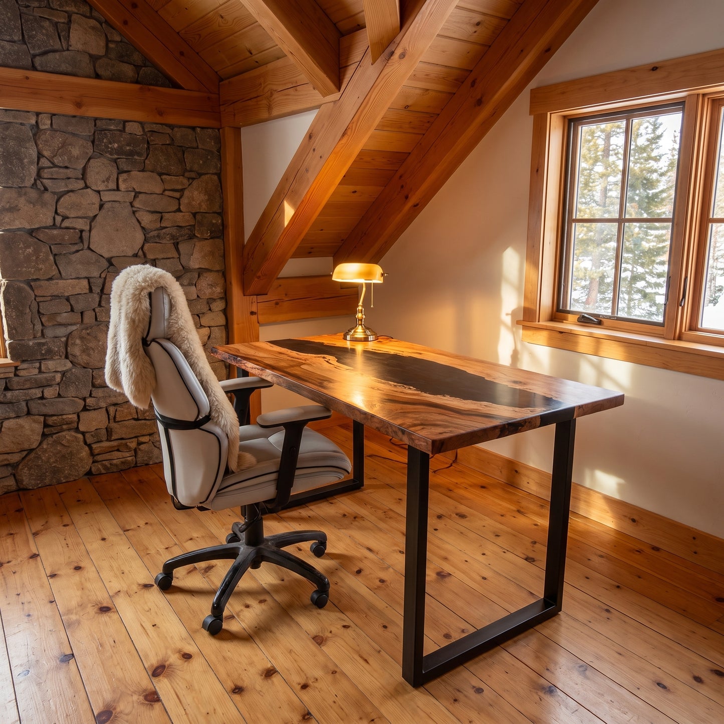 ELM LIVE EDGE DESK - BLACK EPOXY RIVER