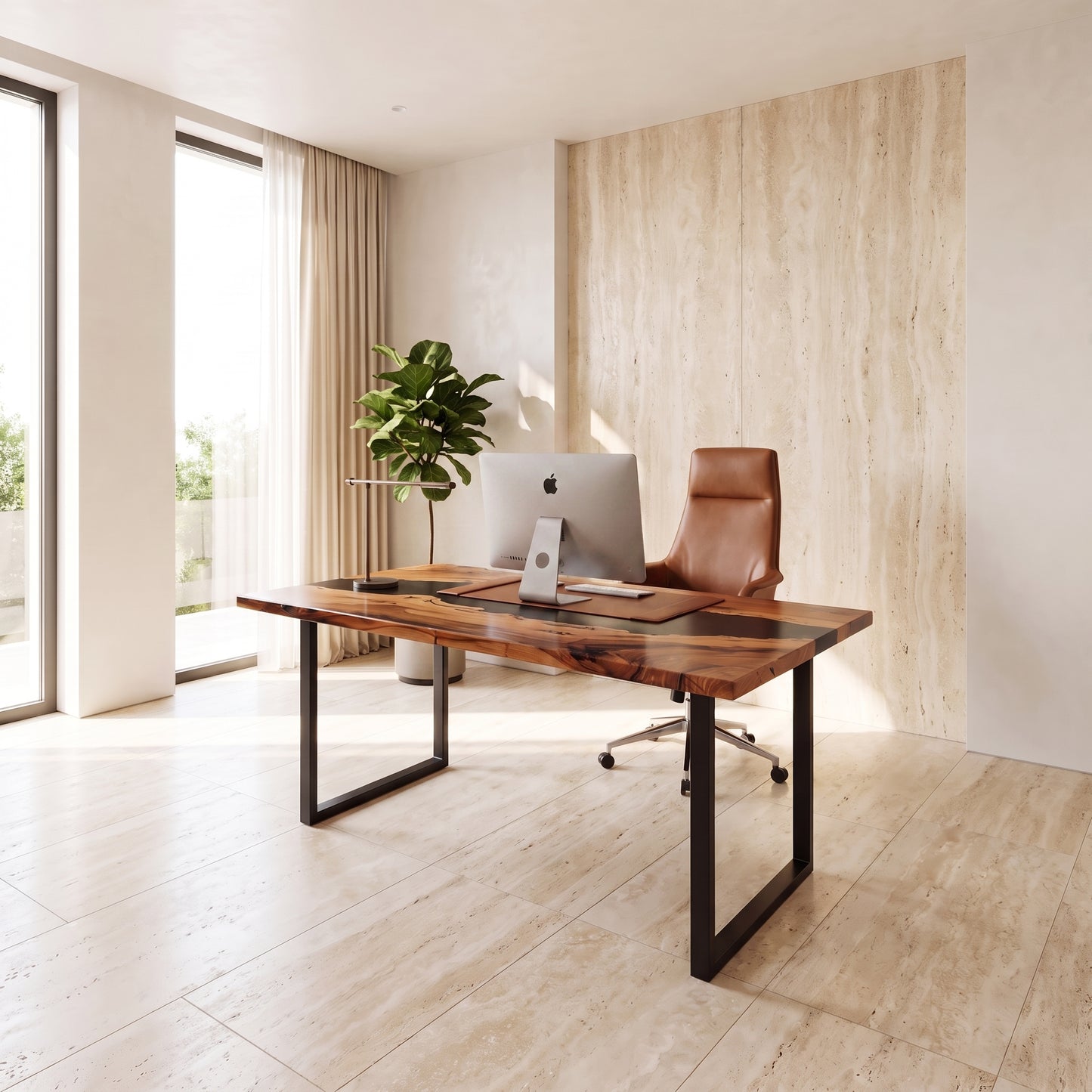 ELM LIVE EDGE DESK - BLACK EPOXY RIVER