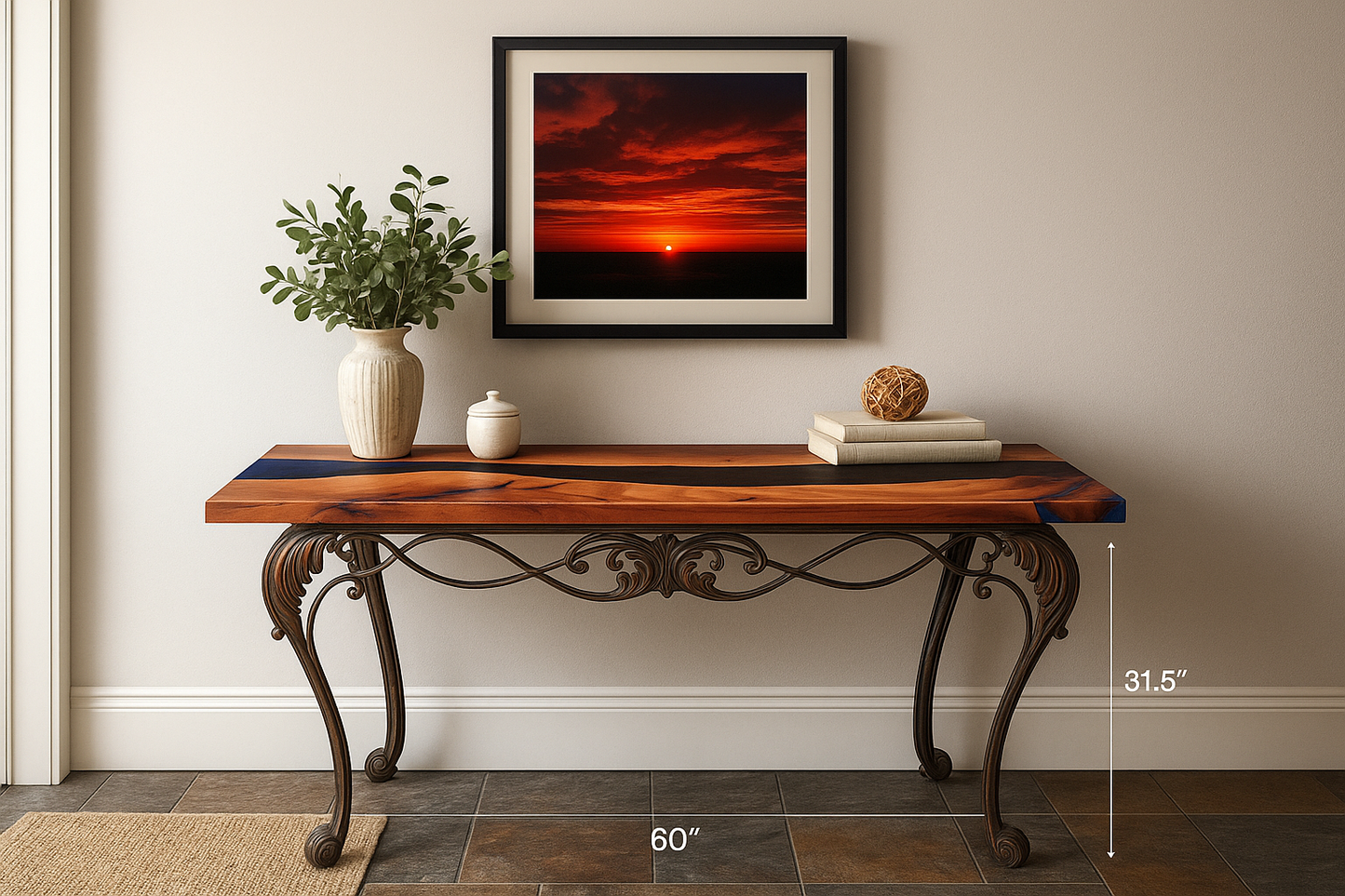LIVE EDGE PECAN SIDE TABLE - BLACK EPOXY RIVER
