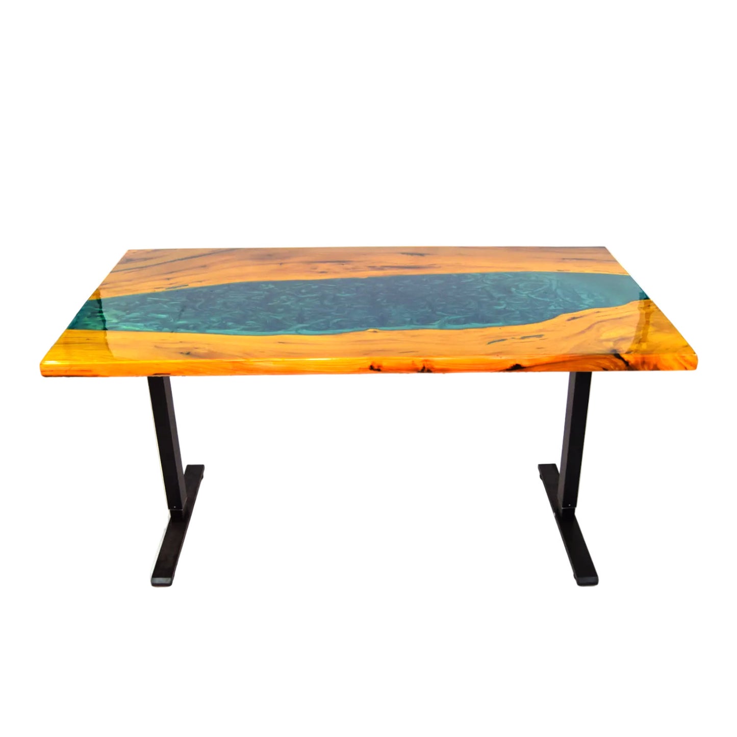 ELM LIVE EDGE DESK - BLUE EPOXY RIVER