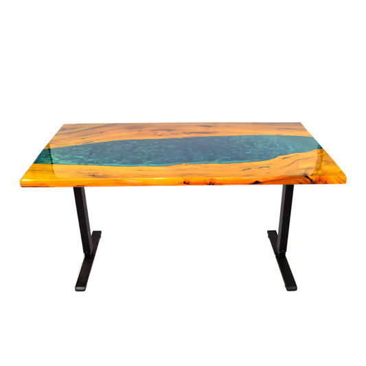 ELM LIVE EDGE DESK - BLUE EPOXY RIVER