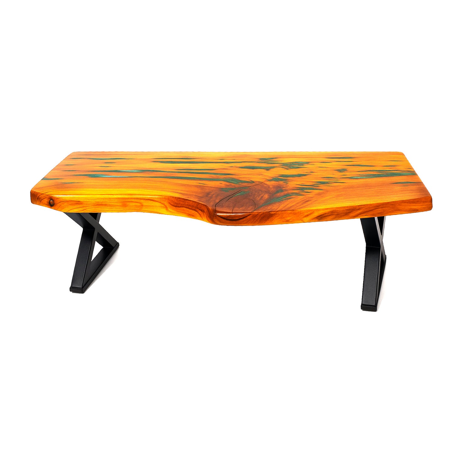 LIVE EDGE CYPRESS COFFEE TABLE - TURQUOISE EPOXY