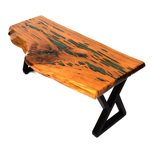 LIVE EDGE CYPRESS COFFEE TABLE - TURQUOISE EPOXY