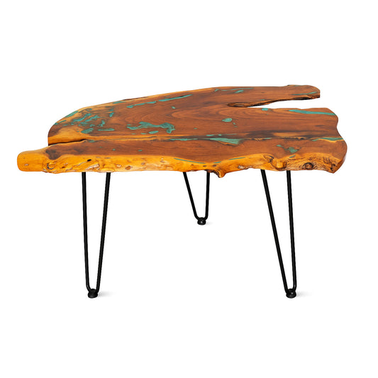 MESQUITE LIVE EDGE SIDE TABLE - TURQUOISE EPOXY