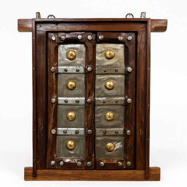 Antique Metal Window Shutters and Frame