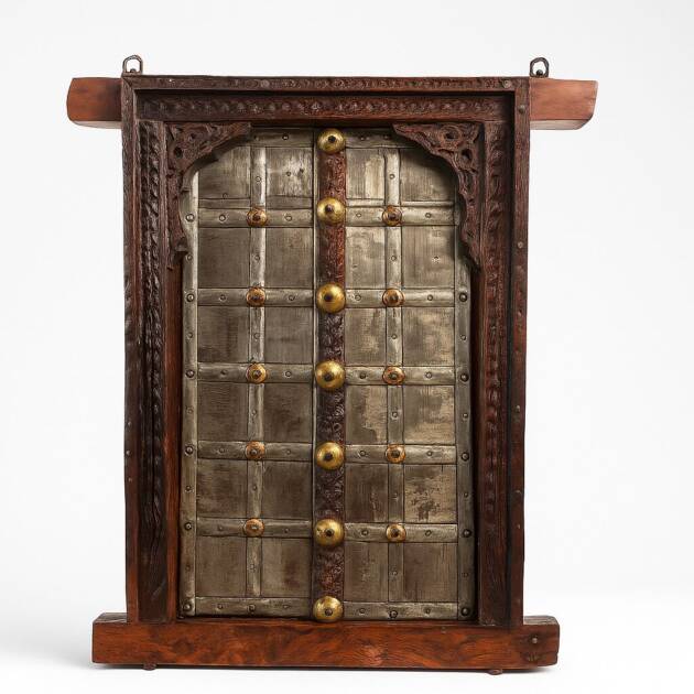 Antique Metal Window Shutters and Frame