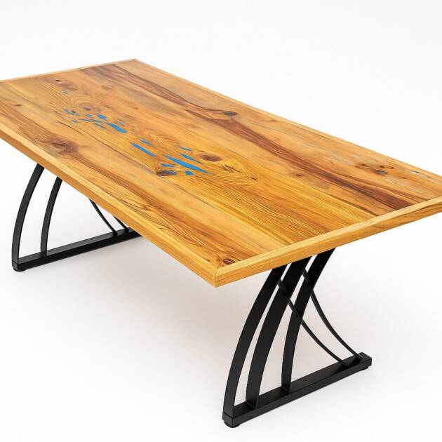 Office Desk with Turquoise Colored Epoxy Enhancements